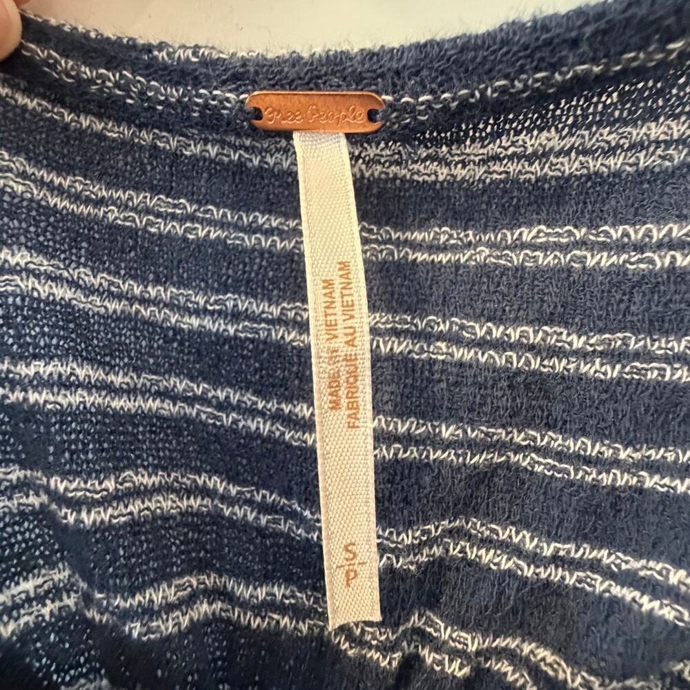 Free People Frida Embroidered Striped Tank Navy Womens Small Floral Flattering - Picture 4 of 9